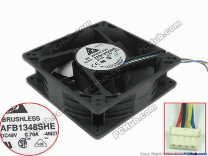 147641 Delta Electronics AFB1348SHE Server - Square Fan 4M27, sq127x127x38mm, 4-wire, 48V 0.70A Delta Electronics AFB1348SHE Server - Square Fan
