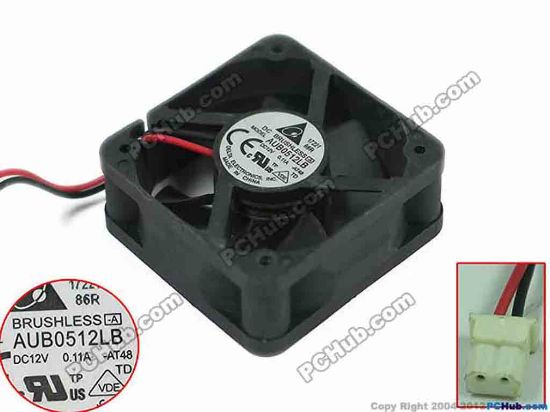 147667 Delta Electronics AUB0512LB Server - Square Fan AT48, sq50x50x15mm, 2-wire, 12V 0.11A Delta Electronics AUB0512LB Server - Square Fan 