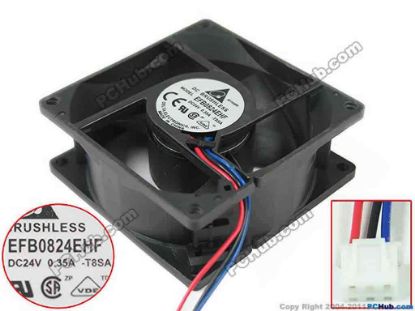 147730 Delta Electronics EFB0824EHF Server - Square Fan T8SA, sq80x80x32mm, 3-wire, 24V 0.35A Delta Electronics EFB0824EHF Server - Square Fan 