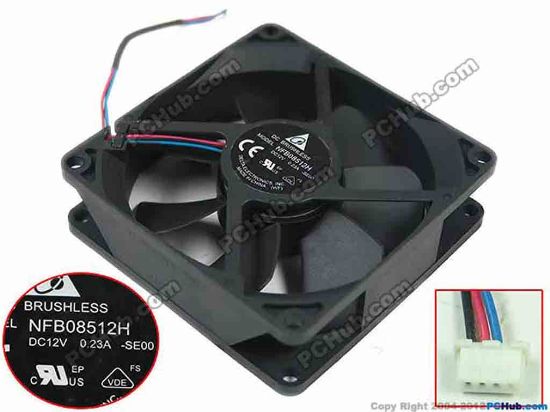 147810 Delta Electronics NFB08512H Server - Square Fan SE00, sq85x85x25mm, w50x3x3, 12V 0.23A Delta Electronics NFB08512H Server - Square Fan 