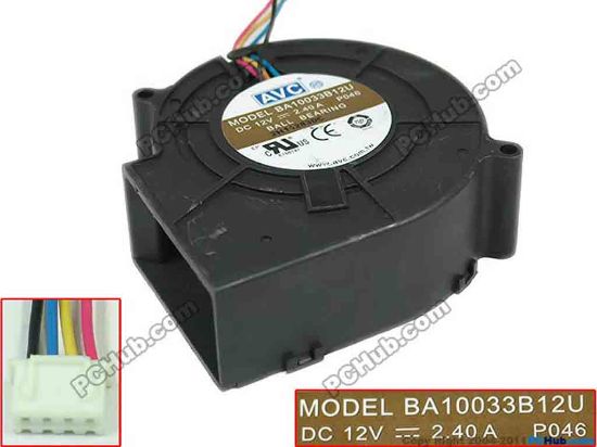 147911 AVC BA10033B12U Server - Blower Fan BA10033B12U, P046,300mm, 4-wire 4-pin connector  AVC BA10033B12U Server - Blower Fan 