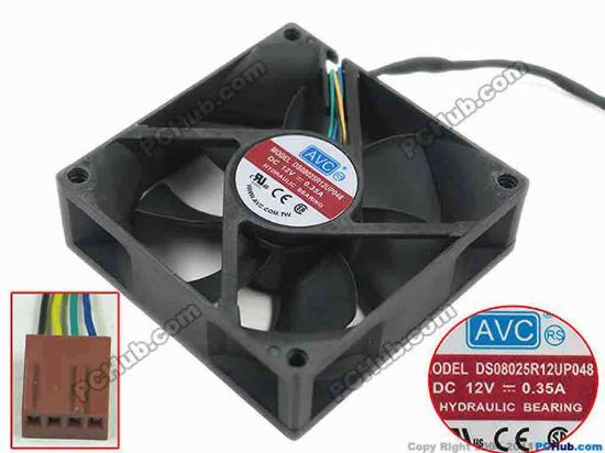 148640 AVC DS08025R12UP048 Server - Square Fan sq80x80x25mm, w60x3x4, DC 12V 0.35A AVC DS08025R12UP048 Server - Square Fan 