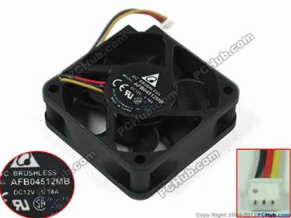 148658 Delta Electronics AFB04512MB Server - Square Fan sq45x45x15mm, 3-wire, 12V 0.18A Delta Electronics AFB04512MB Server - Square Fan 