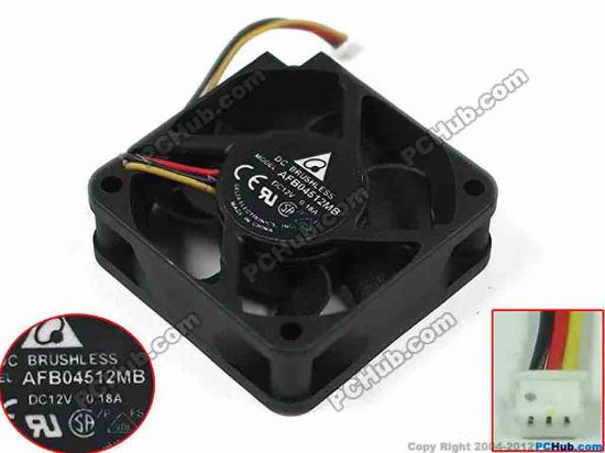 148658 Delta Electronics AFB04512MB Server - Square Fan sq45x45x15mm, 3-wire, 12V 0.18A Delta Electronics AFB04512MB Server - Square Fan 
