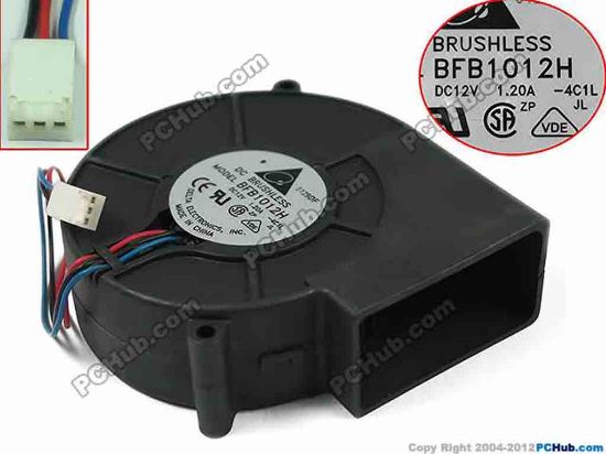 148720 Delta Electronics BFB1012H Server - Blower Fan 4C1L, bw97x97x33mm, 3-wire, 12V 1.20A Delta Electronics BFB1012H Server - Blower Fan 