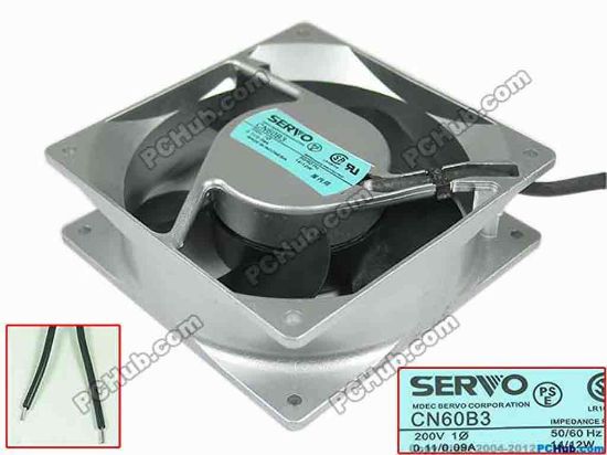 148809 Japan Servo CN60B3 Server - Square Fan sq120x120x38mm, 2-wire, 200V 0.11A Japan Servo CN60B3 Server - Square Fan 