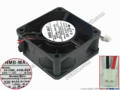 148840 NMB-MAT / Minebea 2410ML-05W-B50 Server - Square Fan C28, sq60x60x25mm, 2-wire, DC 24V 0.13A NMB-MAT / Minebea 2410ML-05W-B50 Server - Square Fan 