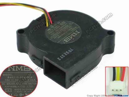 148908 NMB-MAT / Minebea BM5115-04W-B59 Server - Blower Fan LA1,  bw50x50x15mm, 3-wire, DC 12V 0.24A NMB-MAT / Minebea BM5115-04W-B59 Server - Blower Fan 