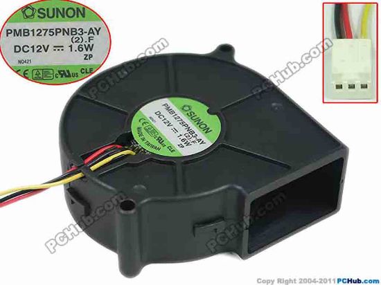 148977 SUNON PMB1275PNB3-AY Server - Blower Fan (2).F, bw75x75x30mm, w80x3x3, DC 12V 1.6W SUNON PMB1275PNB3-AY Server - Blower Fan 