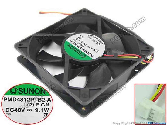 148992 SUNON PMD4812PTB2-A Server - Square Fan (2).F.GN, sq120x120x25mm, w80x3x3, DC 48V 9.1W SUNON PMD4812PTB2-A Server - Square Fan 
