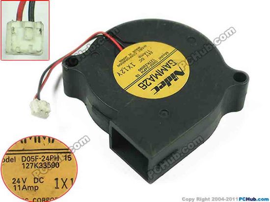 149124 Nidec D05F-24PH Server - Blower Fan 15, bw50x50x15mm, w40x 2x 2, DC 24V 0.11A,  Nidec D05F-24PH Server - Blower Fan 