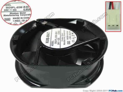 149158 NMB-MAT / Minebea 5920PL-05W-B49 Server - Round Fan D50, dia172x150x50mm, 3-wire, DC 24V 0.95A, Steel NMB-MAT / Minebea 5920PL-05W-B49 Server - Round Fan 