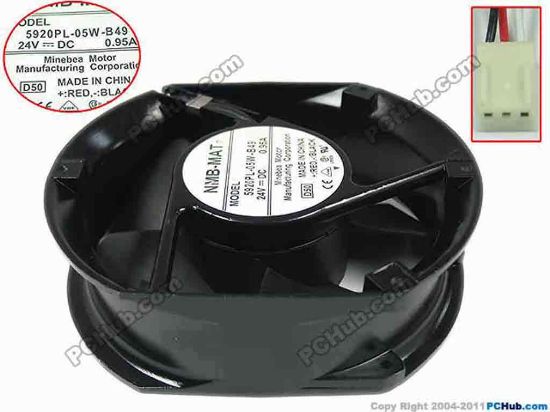 149158 NMB-MAT / Minebea 5920PL-05W-B49 Server - Round Fan D50, dia172x150x50mm, 3-wire, DC 24V 0.95A, Steel NMB-MAT / Minebea 5920PL-05W-B49 Server - Round Fan 