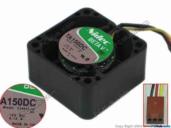 149197 Nidec C34637-58 Server - Square Fan HP, sq40x40x20mm, w50x 3x 3, DC 24V 0.13A,  Nidec C34637-58 Server - Square Fan 