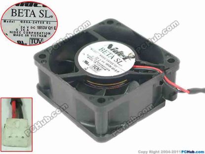 149208 Nidec D06A-24TS8 Server - Square Fan 01, sq60x60x25mm, w50x2x3, DC 24V 0.15A Nidec D06A-24TS8 Server - Square Fan