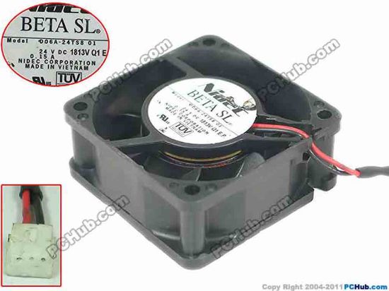 149208 Nidec D06A-24TS8 Server - Square Fan 01, sq60x60x25mm, w50x2x3, DC 24V 0.15A Nidec D06A-24TS8 Server - Square Fan