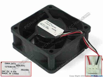 149211 Nidec D06K-24TU Server - Square Fan 62B(AX), sq60x60x25mm, 3-wire, DC 24V 0.10A,  Nidec D06K-24TU Server - Square Fan 