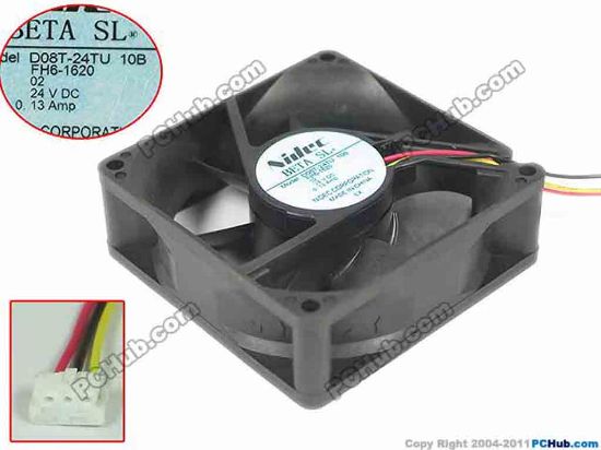 149240 Nidec D08T-24TU Server - Square Fan 10B, sq80x80x25mm, 3-wire, DC 24V 0.13A,  Nidec D08T-24TU Server - Square Fan 