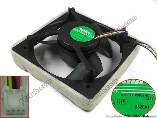 149258 Nidec U12E12BS8B3-57 Server - Square Fan J231, sq125x125x35mm, w120x4x4, DC 12V 0.07A Nidec U12E12BS8B3-57 Server - Square Fan 
