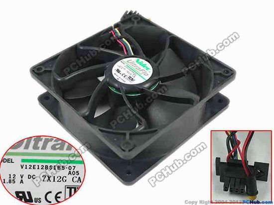 149265 Nidec V12E12BS1B5-07 Server - Square Fan A053, sq120x120x38mm, 4-wire, DC 12V 1.85A,  Nidec V12E12BS1B5-07 Server - Square Fan 