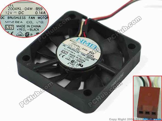 149316 NMB-MAT / Minebea 2004KL-04W-B59 Server - Square Fan L52, sq50x50x10mm, w200x 3x 3, DC 12V 0.14A, NMB-MAT / Minebea 2004KL-04W-B59 Server - Square Fan