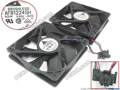 149556 Delta Electronics AFB1224SH Server - Square Fan AFB1224SH, -5H72, DC 24V 0.42A, 120x120x25mm, 2fan Delta Electronics AFB1224SH Server - Square Fan 