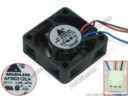 149655 Delta Electronics AFB0312LA Server - Square Fan -AF00, sq30x30x10mm, DC 12V 0.08A, 3-wire Delta Electronics AFB0312LA Server - Square Fan 