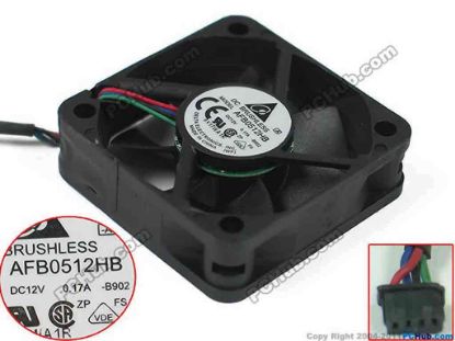 149689 Delta Electronics AFB0512HB Server - Square Fan -B902, sq50x50x15mm, DC 12V 0.17A, 4-wire Delta Electronics AFB0512HB Server - Square Fan