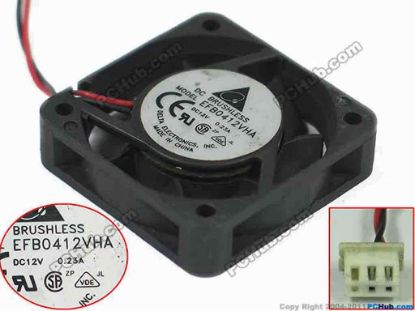 149867 Delta Electronics EFB0412VHA  Server - Square Fan sq40x40x10mm, DC 12V 0.23A, 2-wire Delta Electronics EFB0412VHA  Server - Square Fan 