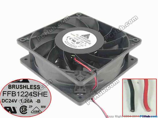 149913 Delta Electronics FFB1224SHE Server - Square Fan -B, sq120x120x38mm, DC 24V 1.20A, 2-wire Delta Electronics FFB1224SHE Server - Square Fan 
