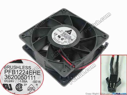 149948 Delta Electronics PFB1224EHE Server - Square Fan SE15, sq120x120x38mm, DC 24V 1.08A, w100x4x4 Delta Electronics PFB1224EHE Server - Square Fan 