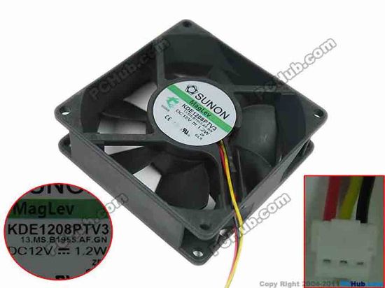 150153 SUNON KDE1208PTV3 Server - Blower Fan 13.MS.B1955.AF.GN, bw80x80x25mm, DC 12V 1.2W, w150 SUNON KDE1208PTV3 Server - Blower Fan 