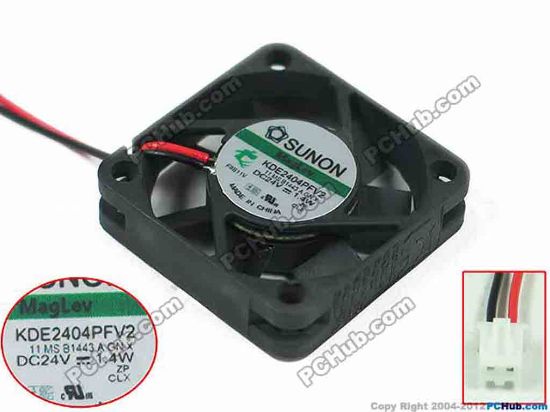 150160 SUNON KDE2404PFV2 Server - Square Fan 11.MS.B1443.A.GN.X, sq40x40x10mm, DC 24V 1.4W, 2-w SUNON KDE2404PFV2 Server - Square Fan 