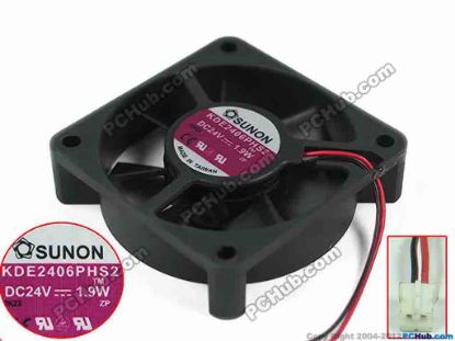 150174 SUNON KDE2406PHS2 Server - Square Fan TM, sq60x60x15mm, DC 24V 1.9W, 2-wire SUNON KDE2406PHS2 Server - Square Fan 