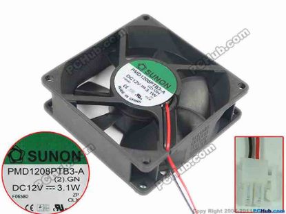 150264 SUNON PMD1208PTB3-A Server - Square Fan (2).GN, sq80x80x25mm, DC 12V 3.1W, w30x2x2 SUNON PMD1208PTB3-A Server - Square Fan 