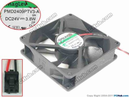 150295 SUNON PMD2409PTV3-A Server - Square Fan GN, sq92x92x25mm, DC 24V 3.8W, 2-wire SUNON PMD2409PTV3-A Server - Square Fan