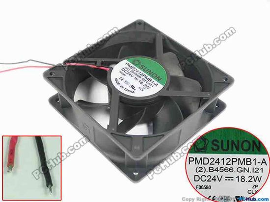 150297 SUNON PMD2412PMB1-A Server - Square Fan (2).B4566.GN.121, sq120x120x38mm, DC 24V 18.2W SUNON PMD2412PMB1-A Server - Square Fan 