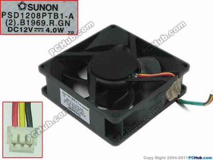 150323 SUNON PSD1208PTB1-A Server - Square Fan (2).B1969.R.GN, sq80x80x25mm, DC 12V 4.0W, w30x3x3 SUNON PSD1208PTB1-A Server - Square Fan 