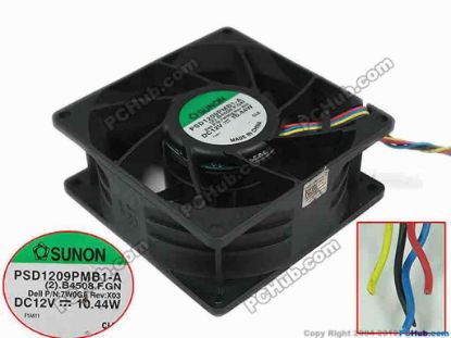 150324 SUNON PSD1209PMB1-A Server - Square Fan (2).B4508.F.GN, sq90x90x38mm, DC 12V 8.7W, w30x4x4 SUNON PSD1209PMB1-A Server - Square Fan 