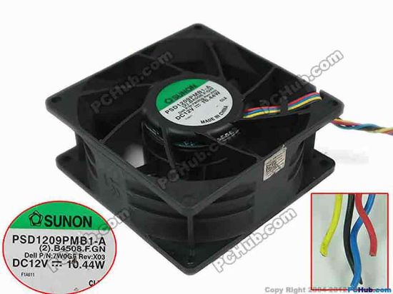 150324 SUNON PSD1209PMB1-A Server - Square Fan (2).B4508.F.GN, sq90x90x38mm, DC 12V 8.7W, w30x4x4 SUNON PSD1209PMB1-A Server - Square Fan 