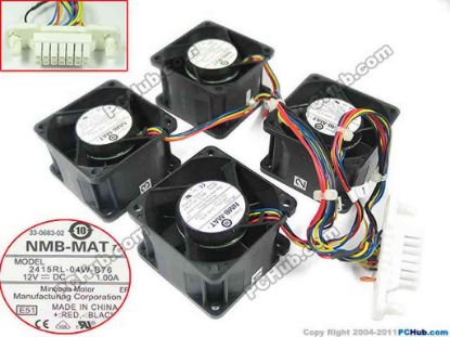 150357 NMB-MAT / Minebea 2415RL-04W-B76 Server - Square Fan DC 12V 1.0A, 60x60x38mm, 4-fans, 2415RL-04W-B76 NMB-MAT / Minebea 2415RL-04W-B76 Server - Square Fan 