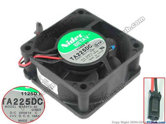 150383 Nidec M34313-55 Server - Square Fan G1M0T, TA225DC, w55x2x2, 60x60x25mm, DC 24V 0.16A Nidec M34313-55 Server - Square Fan 