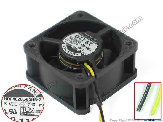 150406 ELINA FAN HDF4020L-05HB-2 Server - Square Fan DC 5V 240mA, 40x40x20mm, HDF4020L-05HB-2 ELINA FAN HDF4020L-05HB-2 Server - Square Fan