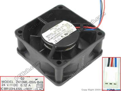 150607 NMB-MAT / Minebea 2410ML-05W-B49 Server - Square Fan 2410ML-05W-B49, T10,DC 24V 0.12A, 60x60x25mm  NMB-MAT / Minebea 2410ML-05W-B49 Server - Square Fan 
