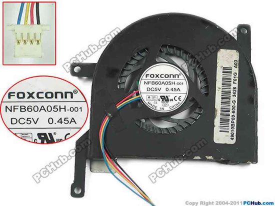 150789 Foxconn NFB60A05H-001 Cooling Fan   FSFA11M, 5V 0.45A, Bare fan Foxconn NFB60A05H-001 Cooling Fan  
