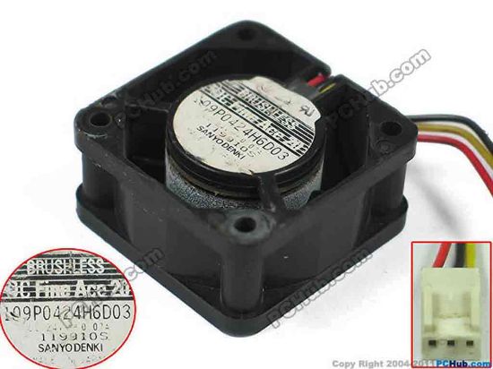 150816 Sanyo Denki 109P0424H6D03 Server - Square Fan 109P0424H6D03,DC 24V 0.07A, 40x40x20mm  Sanyo Denki 109P0424H6D03 Server - Square Fan 