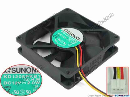 150921 SUNON KD1208PKB1 Server - Square Fan KD1208PKB1, (2).H.M,DC 12V 2.0W, 80x80x20mm  SUNON KD1208PKB1 Server - Square Fan 