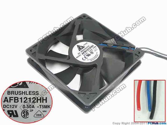 150985 Delta Electronics AFB1212HH Server - Square Fan -T5MK, sq120x120x25mm, 3-wire, DC 12V 0.50A Delta Electronics AFB1212HH Server - Square Fan 