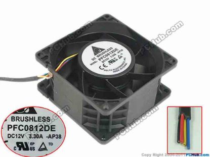 151178 Delta Electronics PFC0812DE Server - Square Fan -AP38, sq80x80x38mm, 4-wire, DC 12V 3.30A Delta Electronics PFC0812DE Server - Square Fan 