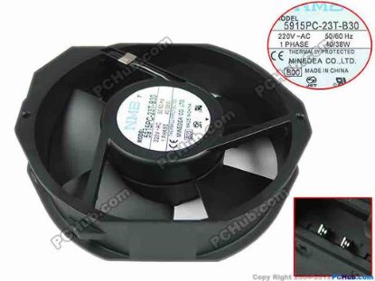 151482 NMB-MAT / Minebea 5915PC-23T-B30 Server - Round Fan B00, dia172x150x38mm, 0-wire, AC 220V 40W NMB-MAT / Minebea 5915PC-23T-B30 Server - Round Fan 
